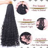 Picture of Beverlee 24 Inch Boho Box Braids 8 Packs Goddess Box Braids Crochet Hair Bohemian Hippie Braids Braiding Hair Box Braids with Curly Ends Messy Pre-looped Synthetic Crochet Hair for Black Women 1B#