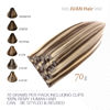 Picture of Aison Clip in Hair Extensions Real Human Hair 70G Medium Brown to Blonde 100% Remy Human Hair Soft Silky Straight for Fashion Women 7pcs 16clips (15 Inch #4P613)