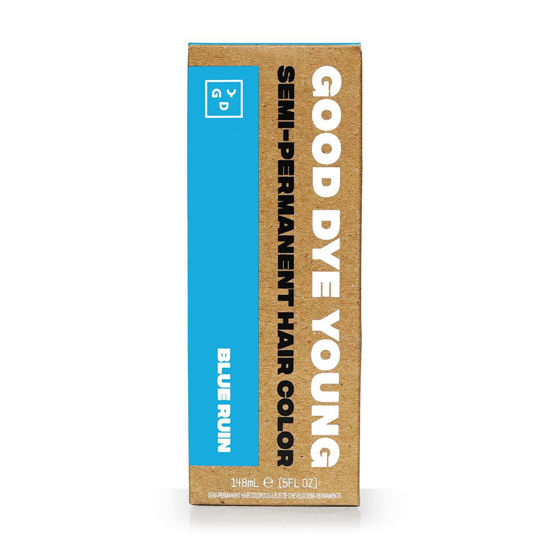 Picture of Good Dye Young Semi-Permanent Hair Color, Vegan and Cruelty-Free Blue Hair Dye, Last up to 24 Washes, Non-Damaging Conditioning Hair Color (5FL OZ, Blue Ruin)