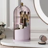 Picture of YOOLENS Makeup Brush Holder with Lid 360 Rotating Clear Dustproof Make Up Organizers for Vanity Bathroom Countertop, Pink