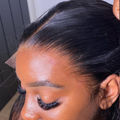 Picture of BEEOS 13x4 Skinlike Real HD Lace Frontal Only, 0.10mm Ultra-thin Invisible HD Lace Pre-plucked Clean Hairline Straight Human Hair Frontal 18 Inch