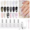 Picture of Beetles Glitter Gel Top Coat 8Pcs Holographic Glitter Gel Nail Polish Top Coat Cat Eye No Wipe Top Coat Glossy Sparkly Finish Long Lasting Soak Off U V LED Salon DIY Home Gift for Women Girls