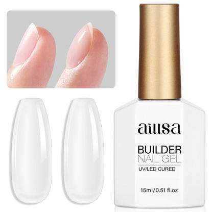 Picture of AILLSA Clear Builder Gel 7 In 1 Hard Gel Polish for Thickening Natural Nails Transparent Extension Gel Strengthener Gel Nail Polish Rhinestone Glue for Nail Art Base Coat Needed 0.51 Oz