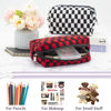 Picture of PAZIMIIK Checkered Makeup Bag for Purse Portable Zipper Make Up Pouch Small Cosmetic Case for Travel Accessories (Red Black)