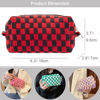 Picture of PAZIMIIK Checkered Makeup Bag for Purse Portable Zipper Make Up Pouch Small Cosmetic Case for Travel Accessories (Red Black)