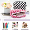 Picture of PAZIMIIK Checkered Makeup Bag for Purse Portable Zipper Make Up Pouch Small Cosmetic Case for Travel Accessories (2PCS Hotpink)