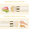 Picture of Keriloo Retractable Kabuki Makeup Brush 2 Pack, Travel Powder Foundation Makeup Brush Face Blush Brushes for Blending Liquid, Blush, Bronzer, Buffing, Sunscreen,Flawless Cosmetics