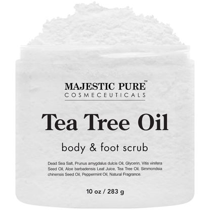 Picture of MAJESTIC PURE Tea Tree Oil Body and Foot Scrub - Natural Best Exfoliating Skin Cleanser - Helps with Acne, Callus, Corns, Athletes foot, Jock itch, Dry and Dead Skin - Promotes Healthy Foot -10 oz