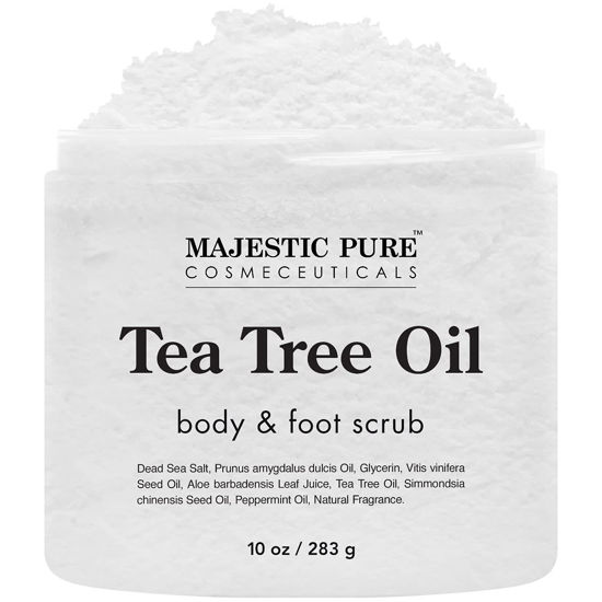 Picture of MAJESTIC PURE Tea Tree Oil Body and Foot Scrub - Natural Best Exfoliating Skin Cleanser - Helps with Acne, Callus, Corns, Athletes foot, Jock itch, Dry and Dead Skin - Promotes Healthy Foot -10 oz