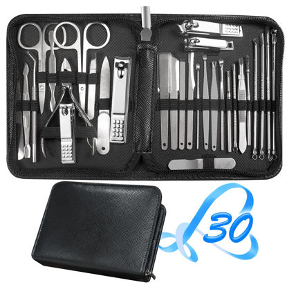 Picture of Manicure Set 30 in 1 Fingernail Clipper Set,RedFlow Nail Clippers & Toenail Clippers,Manicure Kit,Pedicure Kit,Suitable for Travel Manicure Tools,Nail Kit with Everything Profe (Black)