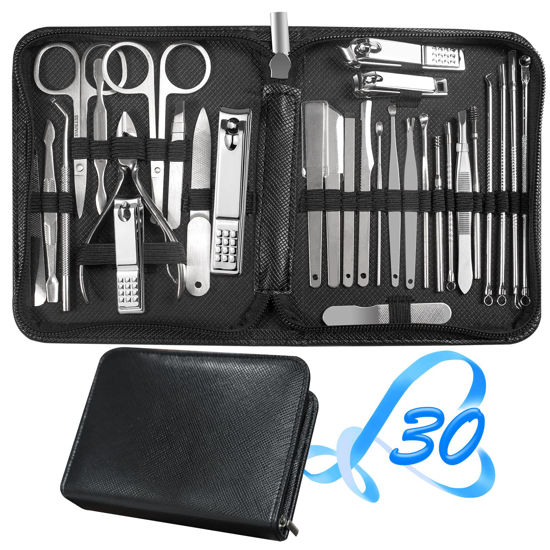 Picture of Manicure Set 30 in 1 Fingernail Clipper Set,RedFlow Nail Clippers & Toenail Clippers,Manicure Kit,Pedicure Kit,Suitable for Travel Manicure Tools,Nail Kit with Everything Profe (Black)