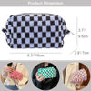 Picture of PAZIMIIK Checkered Makeup Bag for Purse Portable Zipper Make Up Pouch Small Cosmetic Case for Travel Accessories (Blue Black)