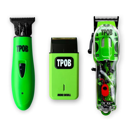 Picture of TPOB Slime 2 Barber Hair Clippers Trimmer Shaver Set for Men with Matte Green Case and X Fade Blade