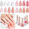 Picture of AZUREBEAUTY Vegan Nail Polish Set, 4Colors Nude Pink Jelly Transparent Clear Milk White Quick Dry Natural Nail Lacquer Strengthening Treatment Kit with Top Coat DIY Salon at Home