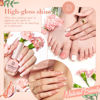 Picture of AZUREBEAUTY Vegan Nail Polish Set, 4Colors Nude Pink Jelly Transparent Clear Milk White Quick Dry Natural Nail Lacquer Strengthening Treatment Kit with Top Coat DIY Salon at Home