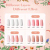 Picture of AZUREBEAUTY Vegan Nail Polish Set, 4Colors Nude Pink Jelly Transparent Clear Milk White Quick Dry Natural Nail Lacquer Strengthening Treatment Kit with Top Coat DIY Salon at Home