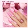 Picture of RARJSM Nude Hot Pink Iridescent Gel Nail Polish Sheer Bright Neon Pink Glitter Jelly Gel Polish Neutral Shimmery Summer Color Sparkle Rainbow Pigment Gel 15ml Soak off Cured Need for Home Salon DIY