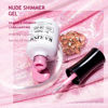 Picture of RARJSM Nude Hot Pink Iridescent Gel Nail Polish Sheer Bright Neon Pink Glitter Jelly Gel Polish Neutral Shimmery Summer Color Sparkle Rainbow Pigment Gel 15ml Soak off Cured Need for Home Salon DIY