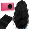 Picture of WENNALIFE Sew in Hair Extensions Real Human Hair, 16 Inch 80g Jet Black Machine Weft Hair Extensions Human Hair Hand Tied Weft Hair Extensions Sew In