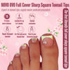 Picture of NOVO OVO Sharp Square Toe Nail Tips Press on Full cover, Soft Gel False Toenail Extension Kit, Pre-etched Clear Double Matte Fake Longtoes Claw for Salon DIY Acrylic Pedicure x 15 Sizes 240 Pcs