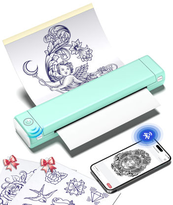 Picture of Phomemo M08F Wireless Tattoo Transfer Stencil Printer, Tattoo Transfer Thermal Copier Machine with 10pcs Free Transfer Paper, Tattoo Printer Kit for Tattoo Artists, Compatible with Smartphone & PC