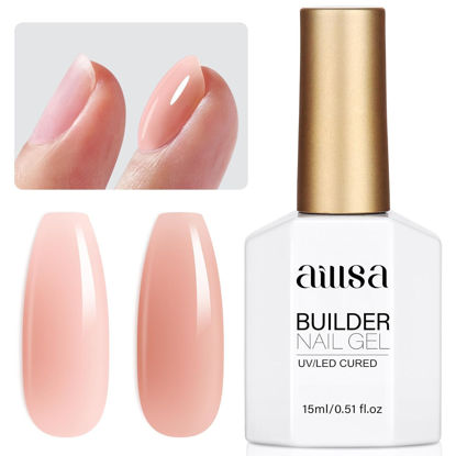 Picture of AILLSA Builder Gel Natural Nude 7 In 1 Hard Gel Polish for Nail Thickening Light Color Strengthener Gel Polish Sheer Nude Skin Tone Extension U V Gel for Nail Art Base Coat Needed 0.51 Oz GB93