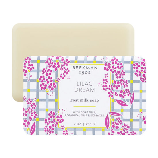 Picture of Beekman 1802 Lilac Dream Goat Milk Soap - 9 oz - Scented - Cleanses, Nourishes & Hydrates - With 100% Vegetable Base & Botanical Oils - Triple Milled - Good for Sensitive Skin - Cruelty Free