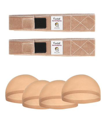 Picture of Yuest 2 Pack Wig Grip Band for Keeping Wigs in Place Secured Velvet Wig Gripper Adjustable Wig Grips Headband Stay Put No Slip Accessories for Women Edge Saver