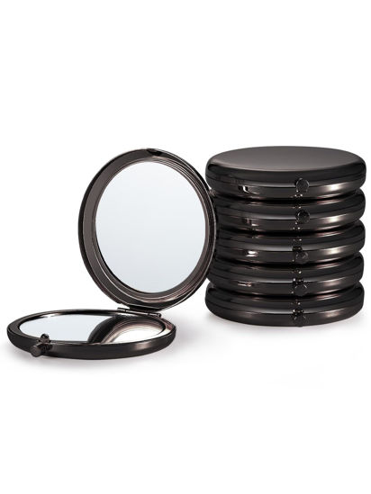 Picture of Getinbulk Compact Mirror Bulk, Pack of 6 Double-Sided 1X/2X Magnifying Metal Makeup Mirrors(Round, Onyx Black)