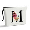 Picture of Vavabox A-Z Personalized Makeup Bag,Birthday Gifts for Women Mom,Gifts for Best Friend,Bride Bridesmaid Cosmetic bag (M, White)