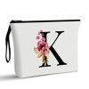 Picture of Vavabox A-Z Personalized Makeup Bag,Birthday Gifts for Women Mom,Gifts for Best Friend,Bride Bridesmaid Cosmetic bag (K, White)