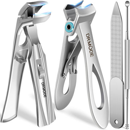 Picture of Toenail Clippers for Thick Nails for Seniors, Angled Head Large Toe Nail Clippers for Men with Catcher, Heavy Duty Wide Opening Fingernail Clippers Ultra Sharp Nail Cutter Trimmer- Silver