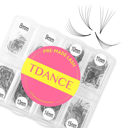 Picture of TDANCE 600 Fans Premade Fans Eyelash Extensions 8-15mm Mixed Length Pre Made Fans Lash Extensions 5D 8D 10D 12D 14D 16D 24D Handmade Promades Eyelash Fans C/D Curl Loose Fans(600-5D-0.07-C-8-15mm)