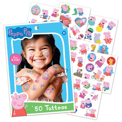 Picture of Savvi - 50 Peppa Pig Temporary Tattoos: Great for Halloween and Birthday Parties, Skin-Safe Ink, Gifts for Boys and Girls Ages 4-12+, Made in the USA [6 sheets, 50 count]