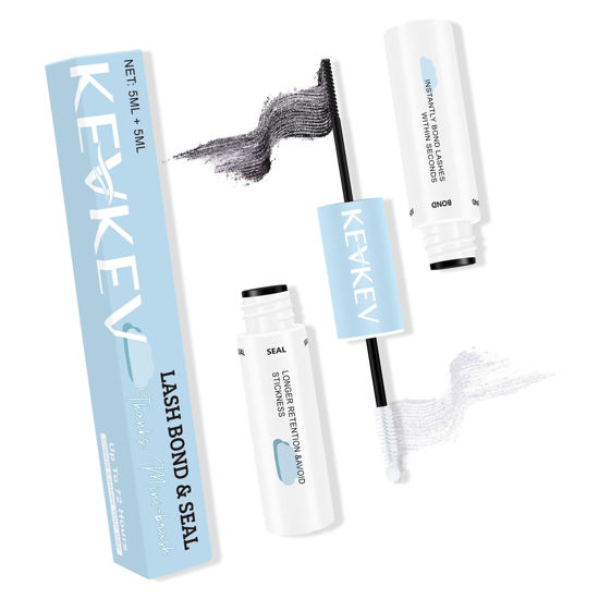 Picture of KevKev Lash Bond and Seal Waterproof Bond and Seal Lash Glue for Lash Clusters Mascara Wand Cluster Lash Glue Eyelash Bond and Seal Strong Hold for 72 Hours Avoid Stickiness (5ml+5ml)