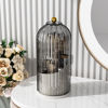 Picture of GAXmi Makeup Brush Holder with Lid Cosmetic Tools Organizer 360 Rotating Waterproof Dustproof Makeup Brushes Storage for Vanity, Grey