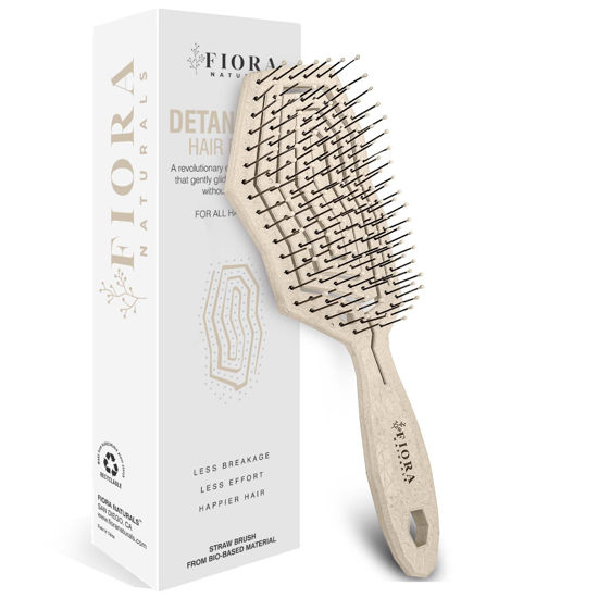 Picture of Fiora Naturals Hair Detangling Brush -100% Bio-Friendly Detangler hair brush w/Ultra-soft Bristles- Glide Through Tangles with Ease - For Curly, Fine, Women, Men, Kids, Toddlers, Wet and Dry Hair