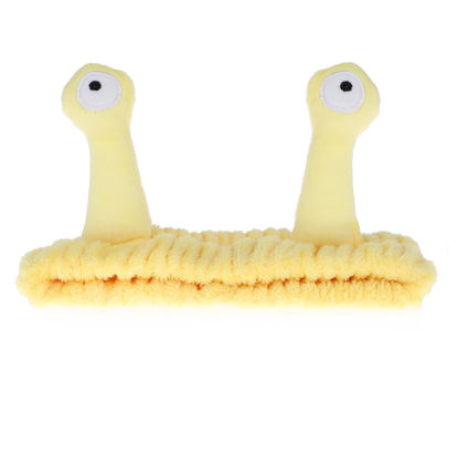 Picture of Face Wash Headband, Palm and Snail Spa Hair Bands Makeup Headbands Women Cartoon Cute Coral Fleece Elastic Headband Creative Hair Accessories for Washing Face Shower Sports Beauty Skincare (Yellow)