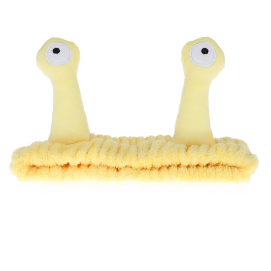 Picture of Face Wash Headband, Palm and Snail Spa Hair Bands Makeup Headbands Women Cartoon Cute Coral Fleece Elastic Headband Creative Hair Accessories for Washing Face Shower Sports Beauty Skincare (Yellow)