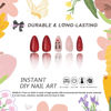 Picture of Christmas Press on Nails Medium Almond MABKJLF Winter Fake Nails Nude Red False Nails with Designs Snowflake Reindeer Glossy Glue on Nails Xmas Acrylic Nails for Women Girls 24 Pcs