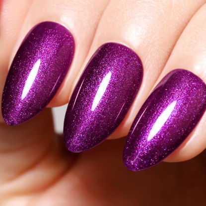 Picture of Imtiti Pearl Gel Nail Polish,0.5 Fl Oz Wine Purple Glitter Drawing Gel Polish Shell Thread Shimmer Mermaid Nail Gel Polish Soak Off UV LED for Home DIY Nail Art Manicure Salon
