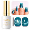 Picture of Imtiti Cat Eye Gel Nail Polish, 15ml Blue Green Crystal Glitter Cat Eye Gel Polish With Magnet Magnetic Gel Nail Polish Holographic Galaxy Sparkly Soak Off UV Led Manicure Nail Salon Kit