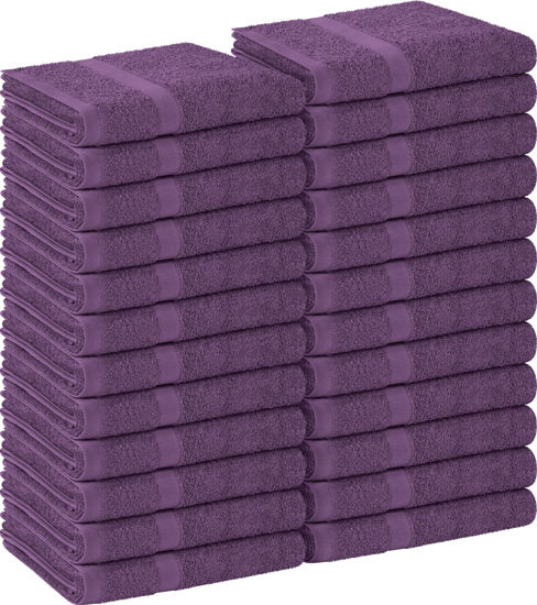 Picture of Utopia Towels - Salon Towel, Pack of 24 (Not Bleach Proof, 16 x 27 Inches) Highly Absorbent Cotton Towels for Hand, Gym, Beauty, Spa, and Home Hair Care, Plum