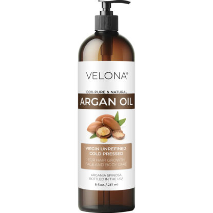 Picture of velona Argan Oil - 8 Fl Oz | Morocco Oil | Stimulate Hair Growth, Skin, Body and Face Care | Nails Protector | Unrefined, Cold Pressed | Cap Kit