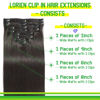 Picture of LORIEN Clip in Hair Extensions Real Human Hair, 16 Inch 90g, 1B Natural Black, Clip in 100% Brazilian Remy Human Hair Extensions 8pcs Per Set with 18 Clips Double Weft