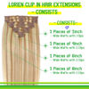 Picture of LORIEN Clip in Hair Extensions Real Human Hair, 18 Inch 100g,18/613 Dark Blonde Highlighted Bleach Blonde, Clip in 100% Brazilian Remy Human Hair Extensions 8pcs Per Set with 18 Clips Double Weft