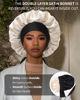 Picture of Satin Bonnet for Women Silk Bonnets for Sleeping Curly Hair Bonnet with Elastic Tie Band Reversible Double Layer Sleep Cap Hair Wrap (Black + Champagne)