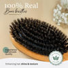 Picture of 100% Boar Bristle Hair Brush for Women Set by Belula (L Size). Soft Natural Bristles for Thin and Fine Hair. Wooden Comb, Travel Bag and Spa Headband Included!