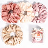 Picture of XL Big Silk Scrunchies Hair Ties for Women - CEELGON Oversized Pink Satin Silk Scrunchie Exra Large Jumbo Gaint Soft Champagne Chiffon Cute Scrunchy for Curl Thick Hair 4 Pack (Pink Champagne)