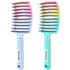 Picture of 2 Pack Detangling Brush Getting Knots Out without Pain Adds Shine and Makes Hair Smooth,Detangler Boar Bristle Hair Brush for Adult & Kids Wet or Dry Hair(Green&Blue)